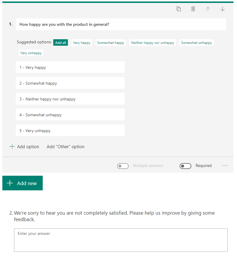 Microsoft Forms feedback form more info