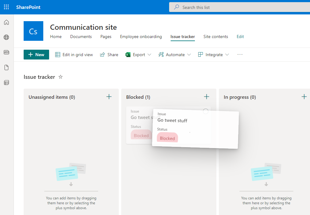 Microsoft Lists Board View