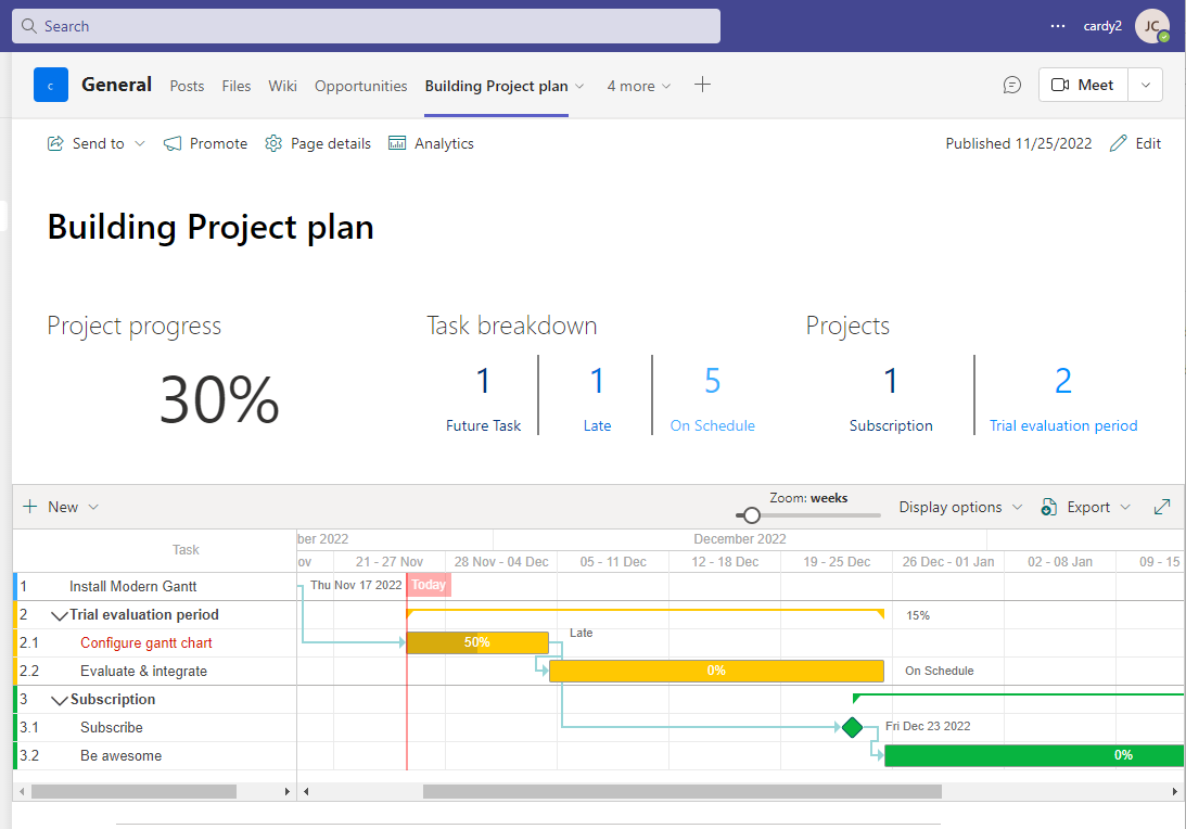 SharePoint Gantt chart webpart plugin