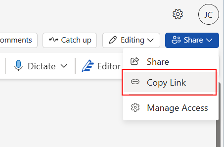 Copy link button